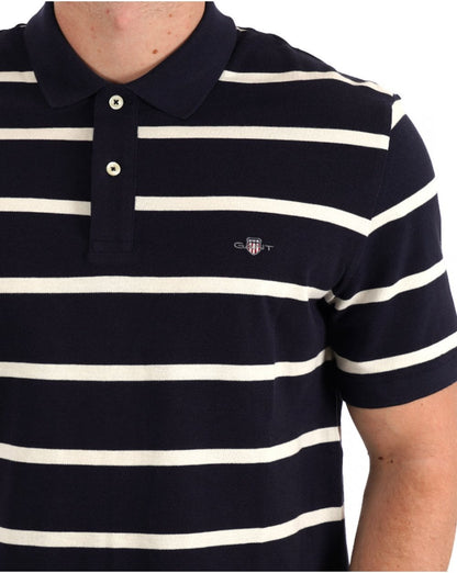 Gant Striped Polo Shirt Navy Blue