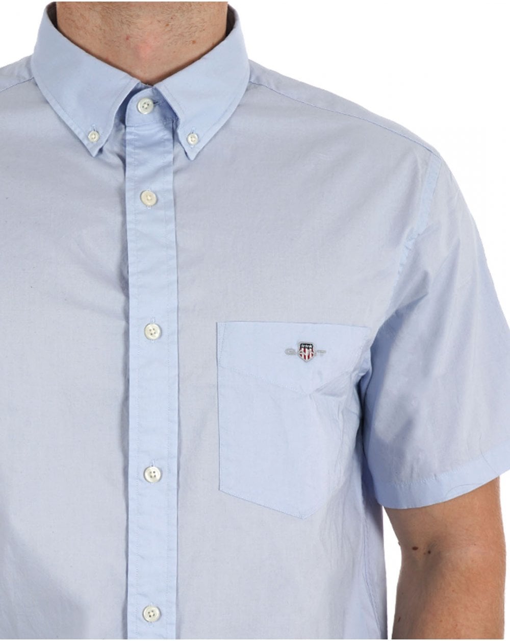 Gant Poplin Short Sleeve Shirt Light Blue
