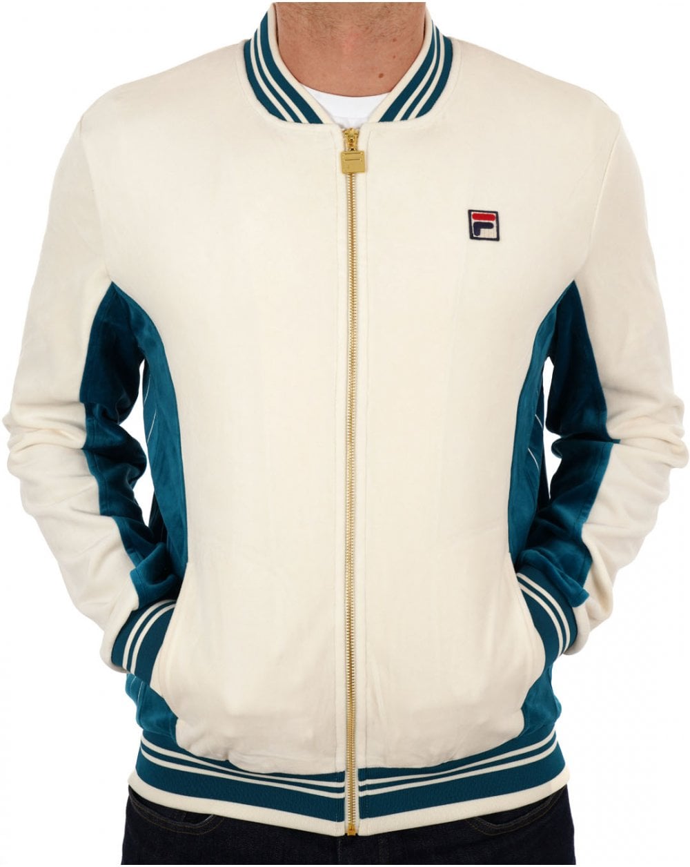 Fila Vintage Settanta Velour Mk1 Track Top Gardenia Lagoon