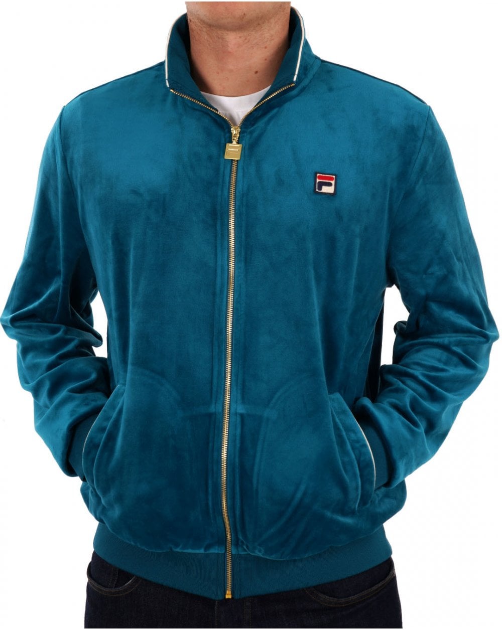 Fila Vintage Velour Track Top Deep Lagoon