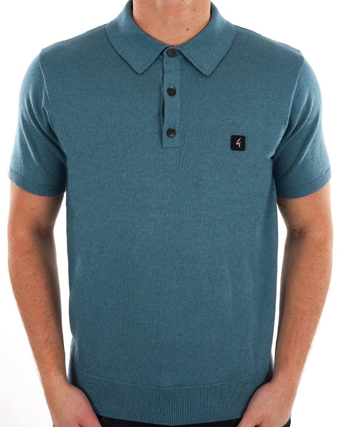 Gabicci Vintage Jackson Knit Polo Teal