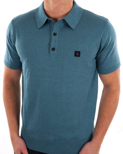 Gabicci Vintage Jackson Knit Polo Teal
