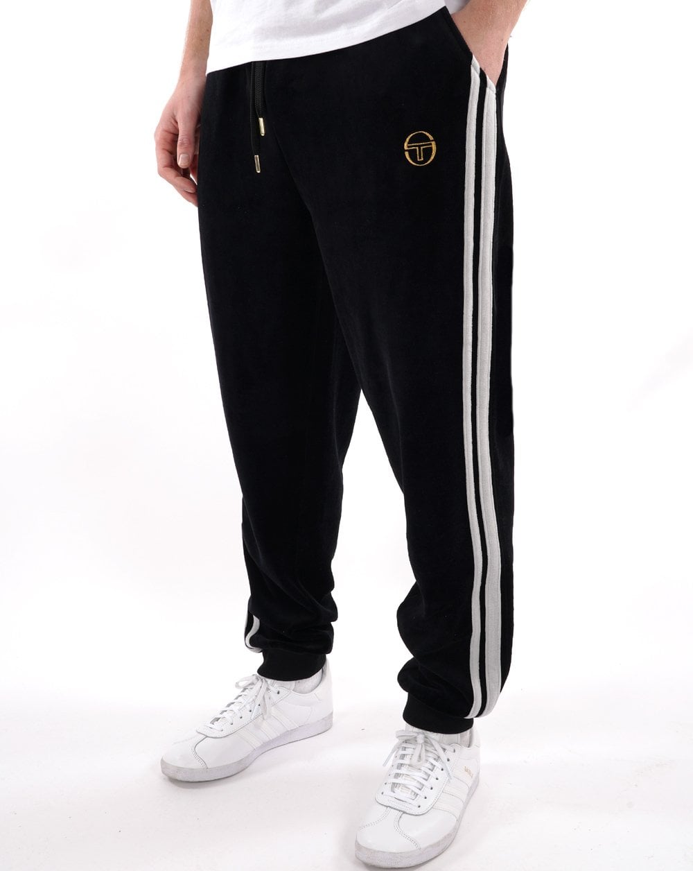 Sergio Tacchini Masters Velour Track Pants Black/Grey