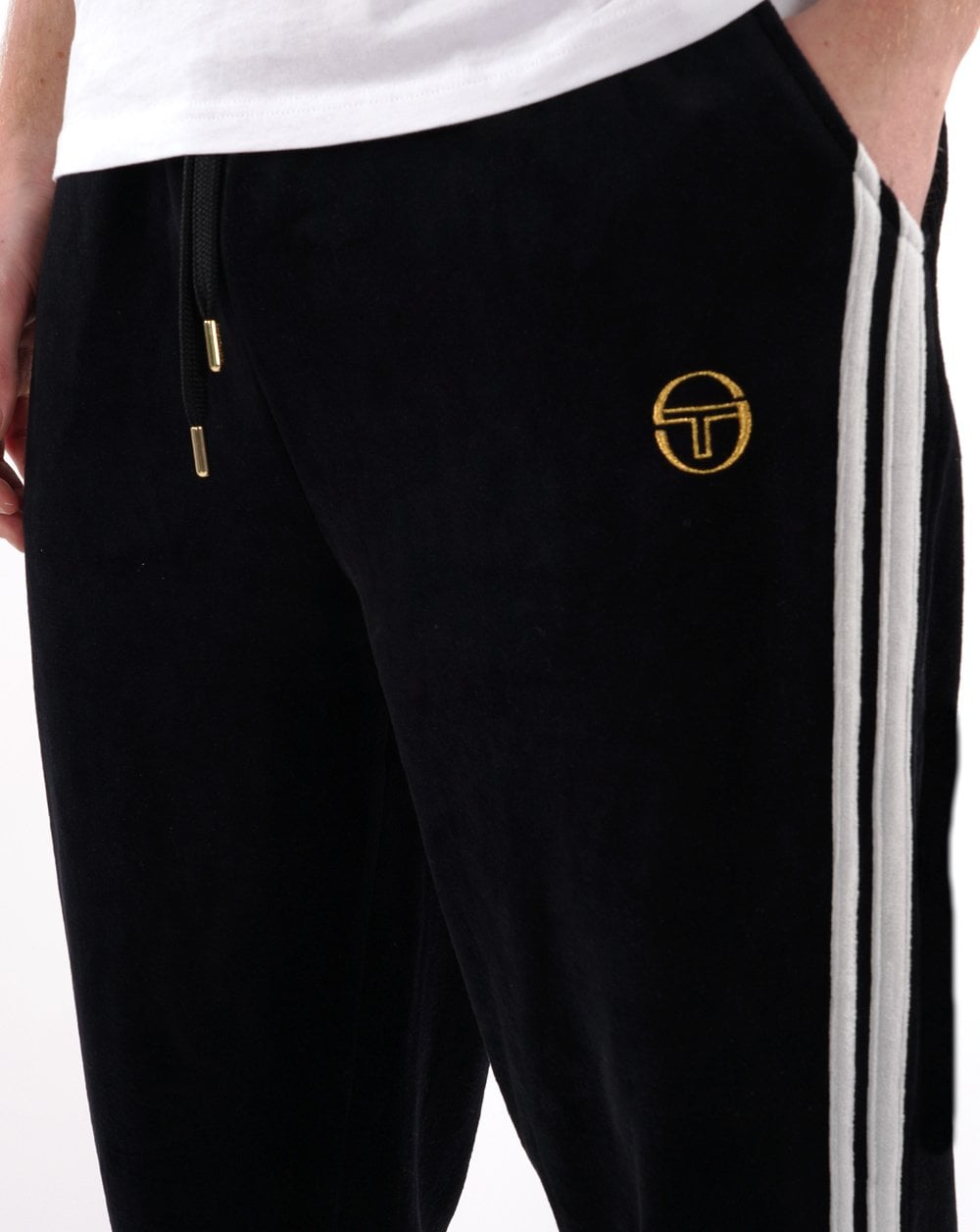 Sergio Tacchini Masters Velour Track Pants Black/Grey
