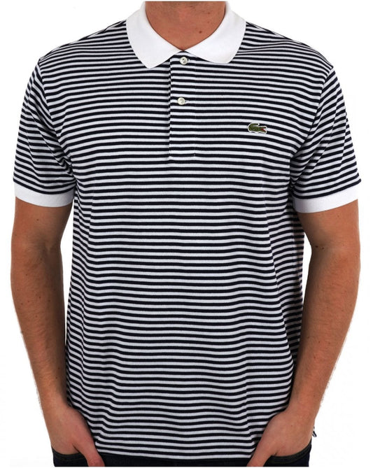Lacoste Fine Stripe Polo Shirt White/Navy