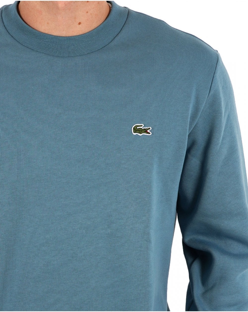 Lacoste Brushed Cotton Sweatshirt Limestone Blue