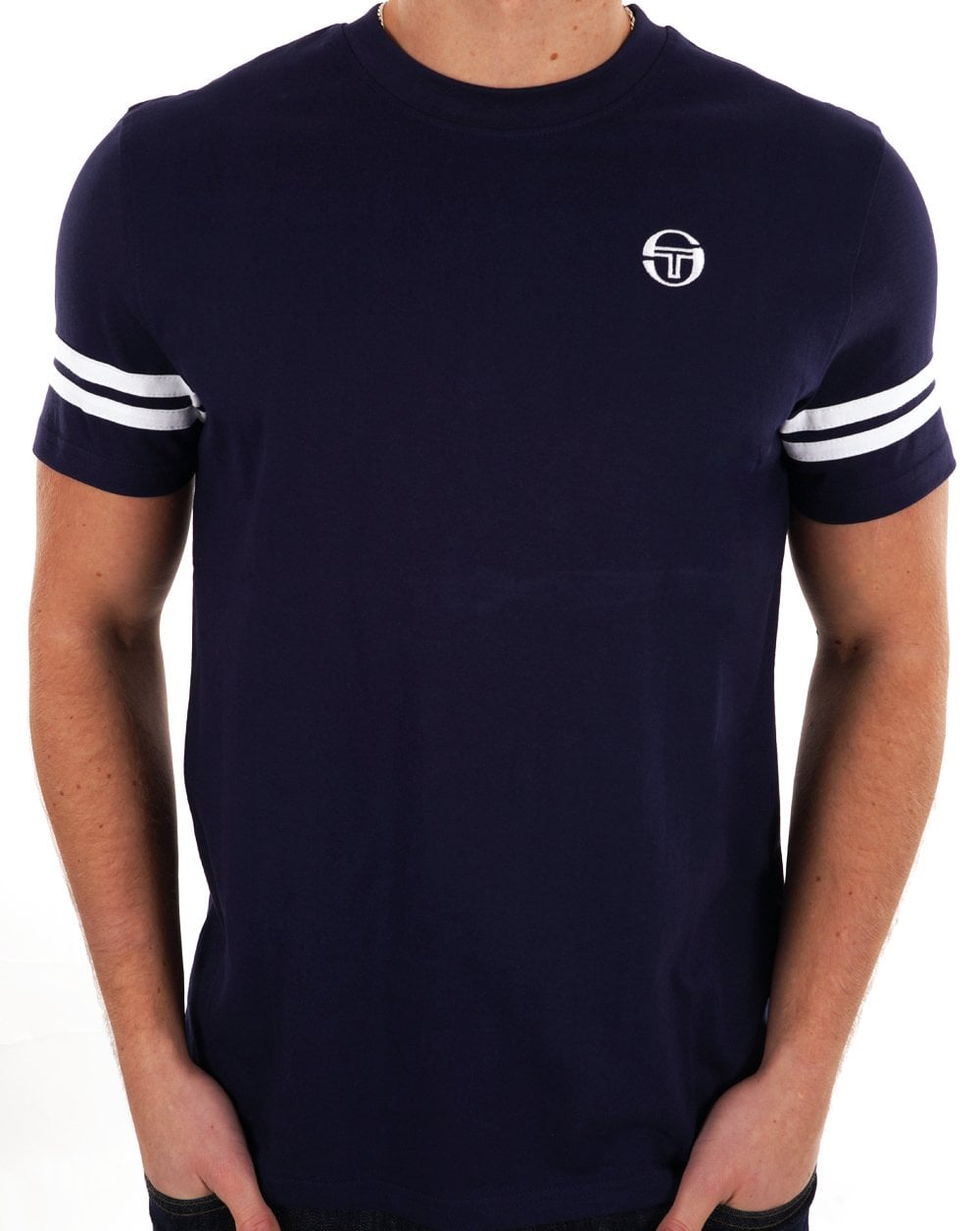 Sergio Tacchini 2 Stripe T Shirt Navy / White