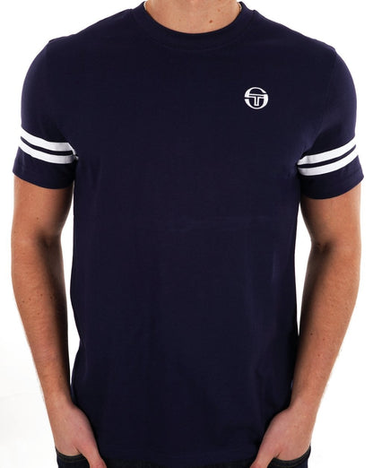 Sergio Tacchini 2 Stripe T Shirt Navy / White