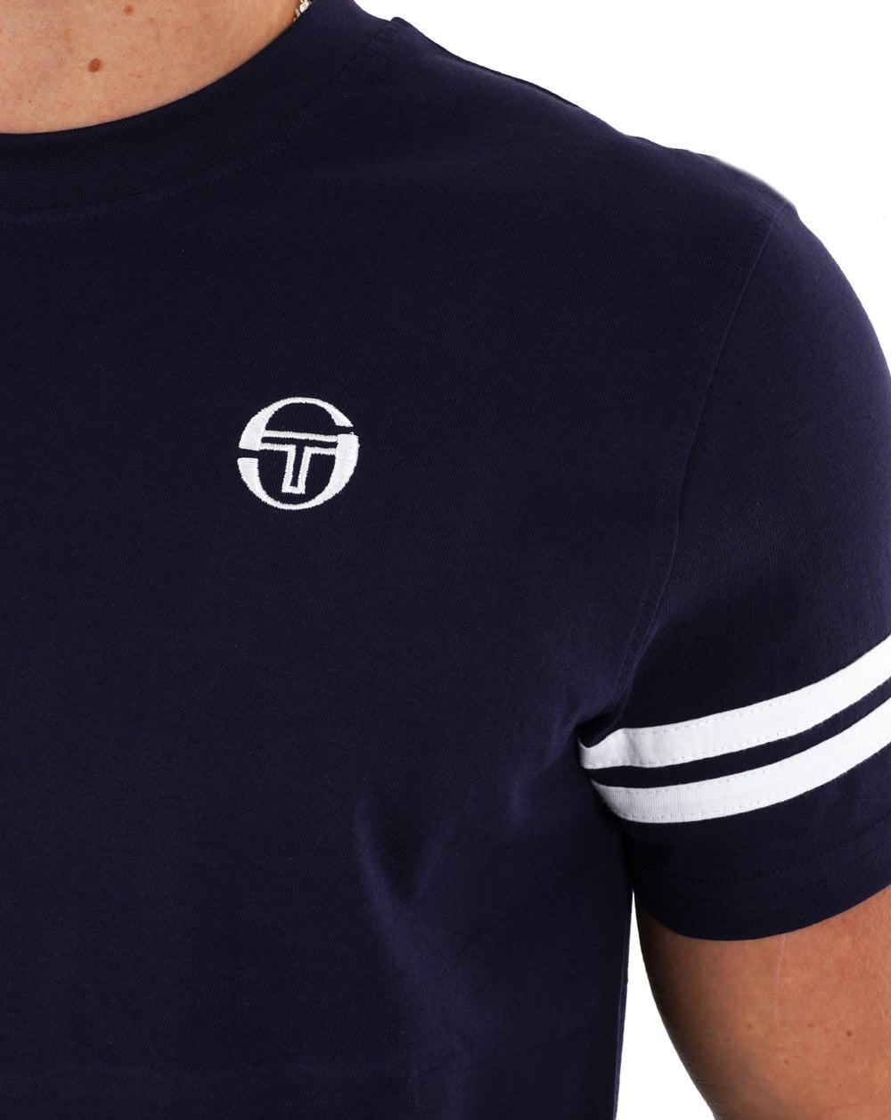 Sergio Tacchini 2 Stripe T Shirt Navy / White