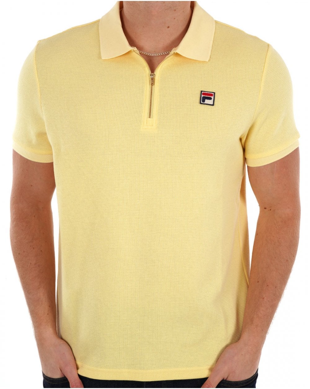 Fila Vintage Benjamin Waffle Zip Polo Light Yellow