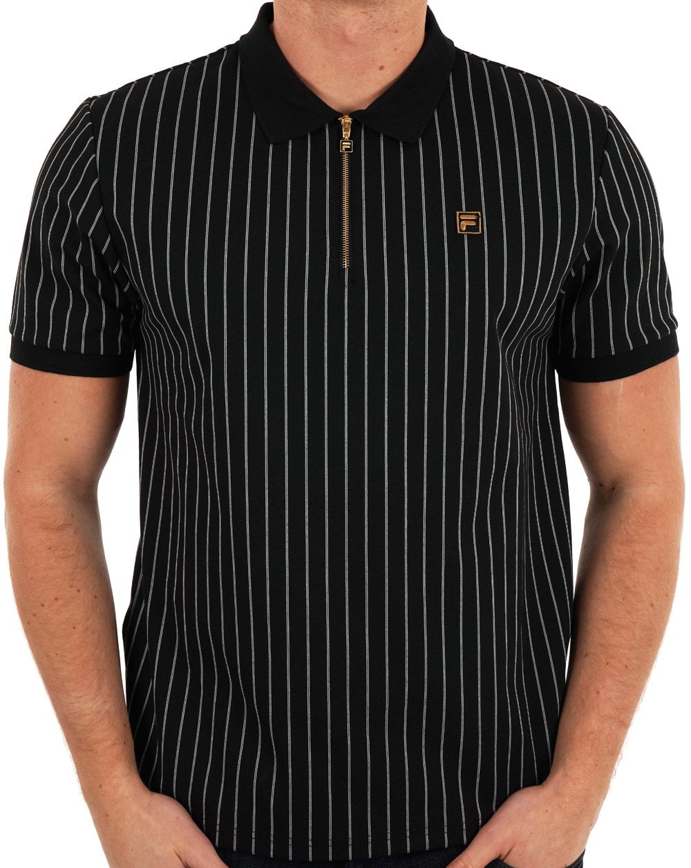 Fila Gold Patton Stripe Polo Black/Egret