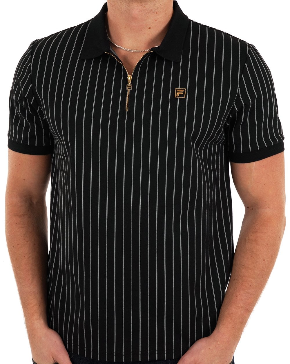 Fila Gold Patton Stripe Polo Black/Egret