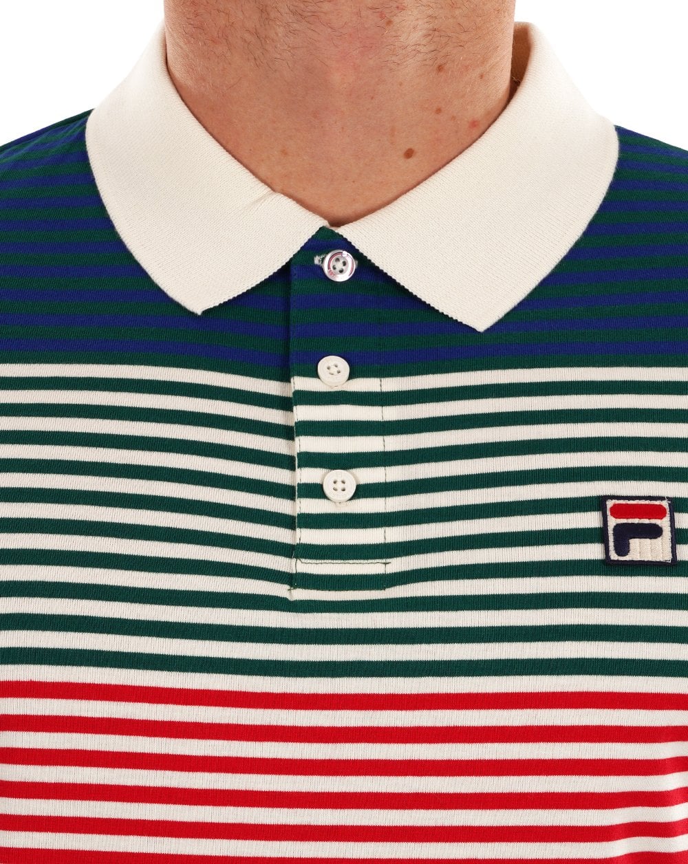 Fila Vintage Talos Striped Polo Shirt Off White