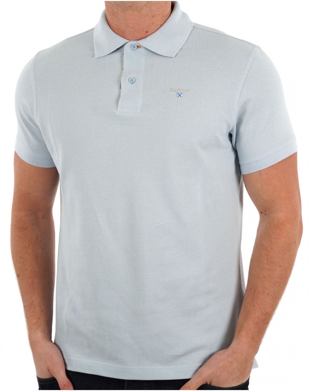 Barbour Tartan Pique Polo Shirt Niagara Mist