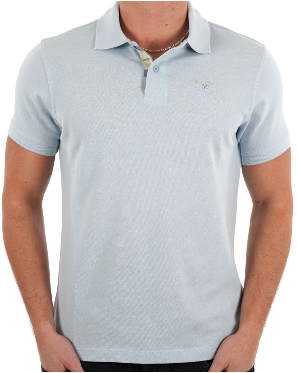 Barbour Tartan Pique Polo Shirt Niagara Mist