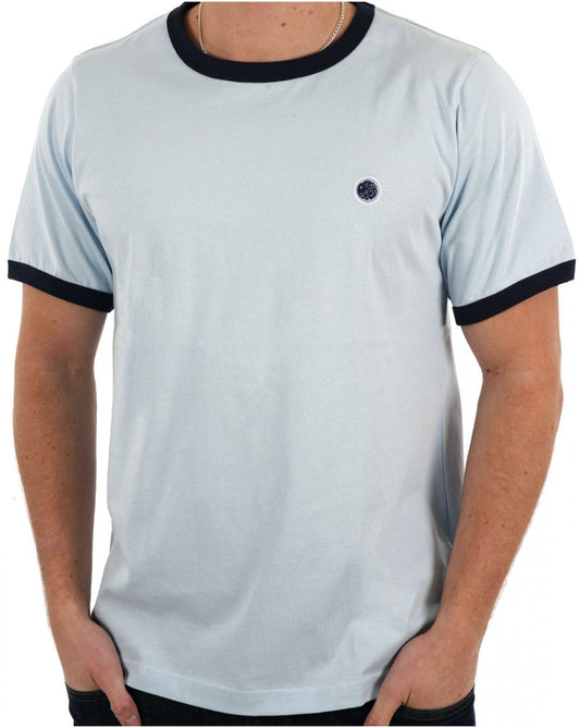 Pretty Green Eclipse Ringer T Shirt Light Blue