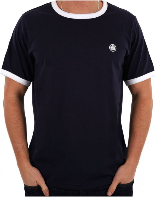 Pretty Green Eclipse Ringer T Shirt Navy