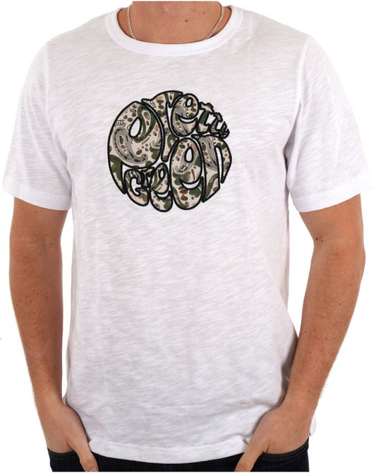 Pretty Green Aquarelle Paisley Applique Logo T Shirt White