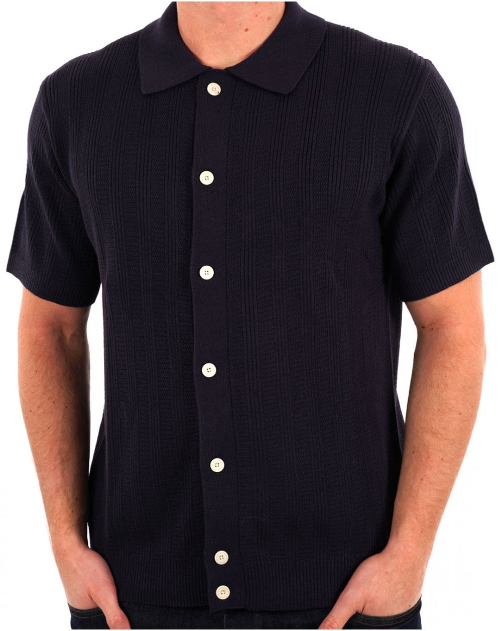 Pretty Green Barker SS Knit Shirt Navy