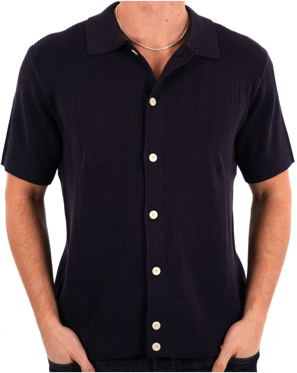 Pretty Green Barker SS Knit Shirt Navy