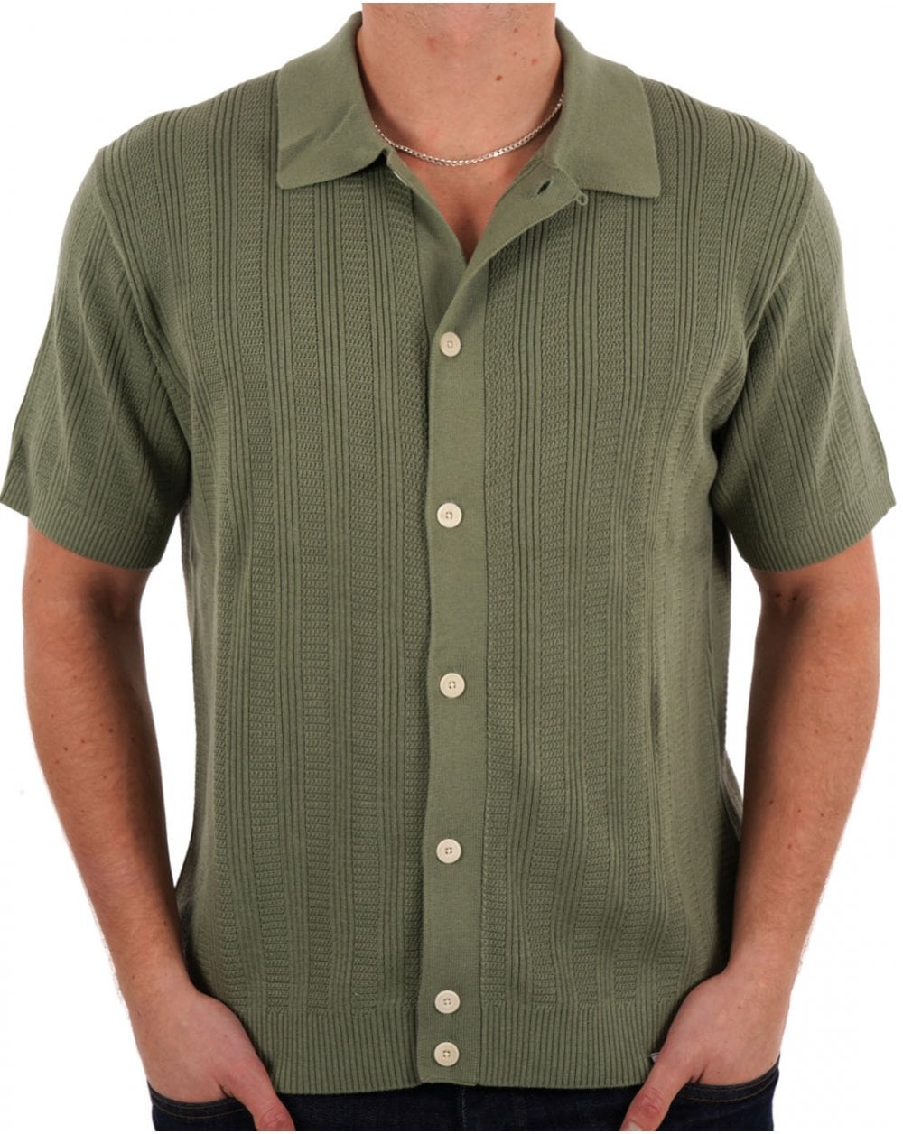 Pretty Green Barker SS Knit Shirt Green