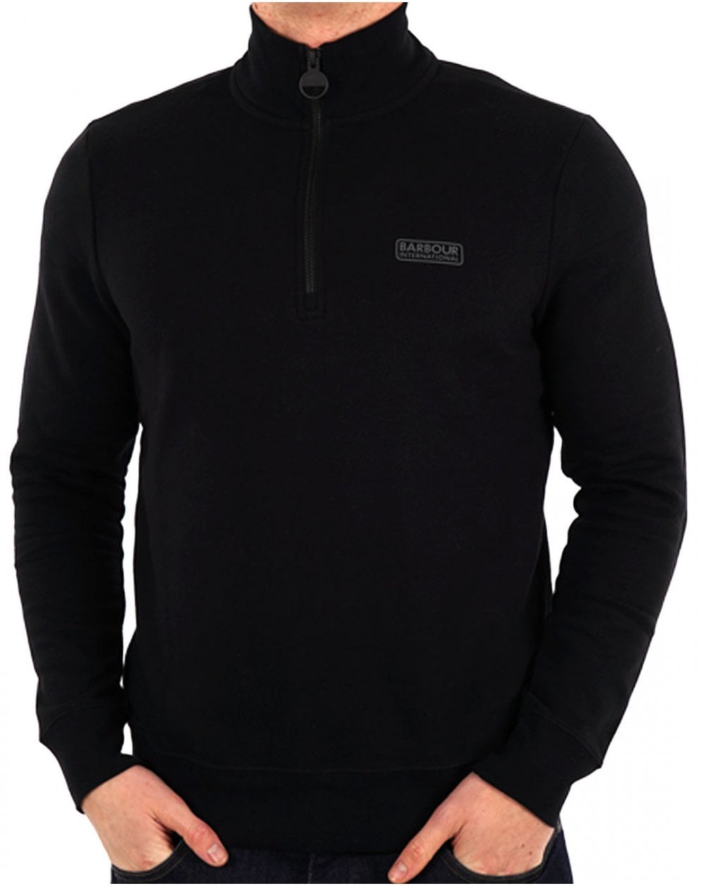 Barbour International Essential Half Zip Sweat Black/Pewter