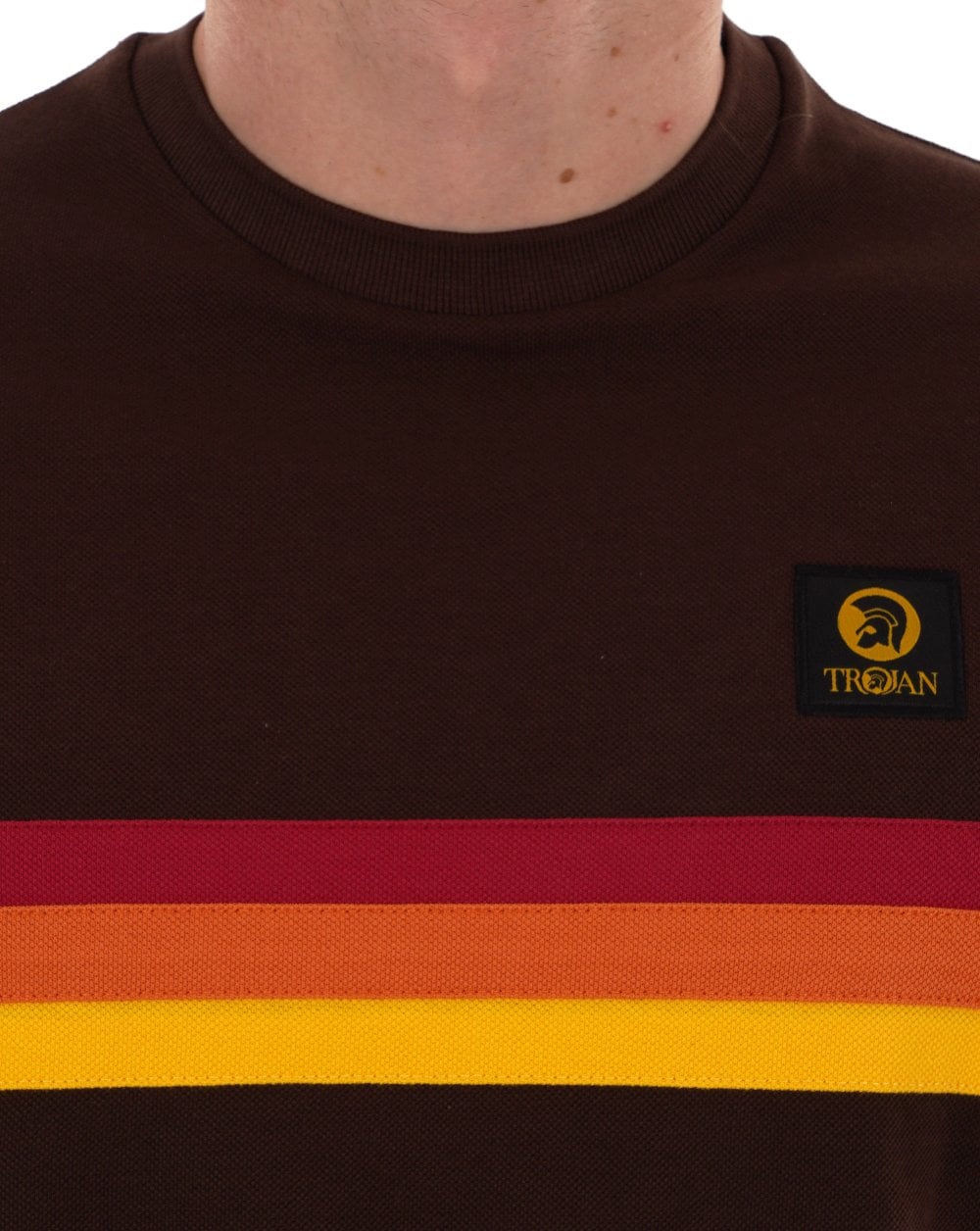 Trojan Retro Stripe Pique T-shirt Chocolate