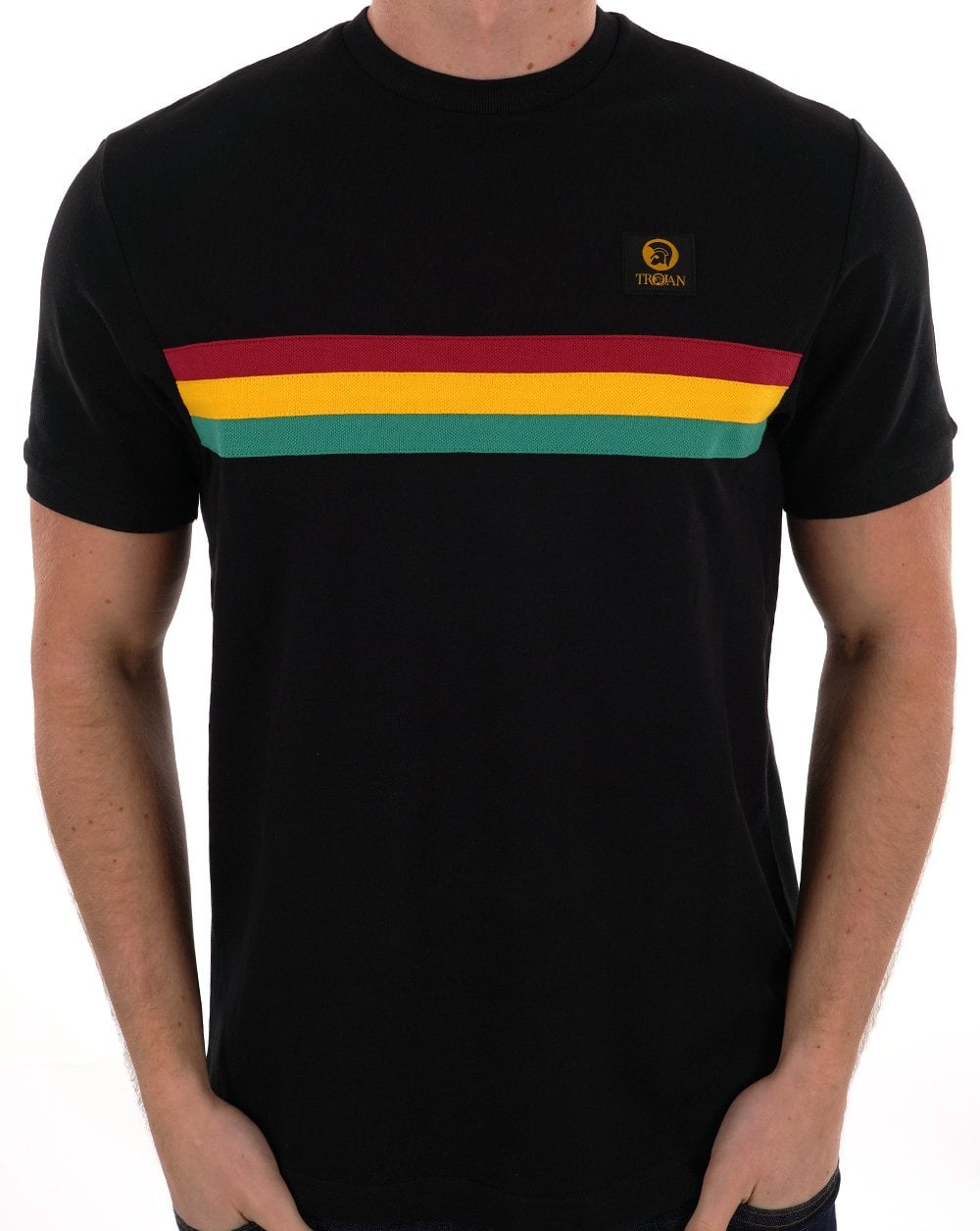 Trojan Retro Stripe Pique T-shirt Black