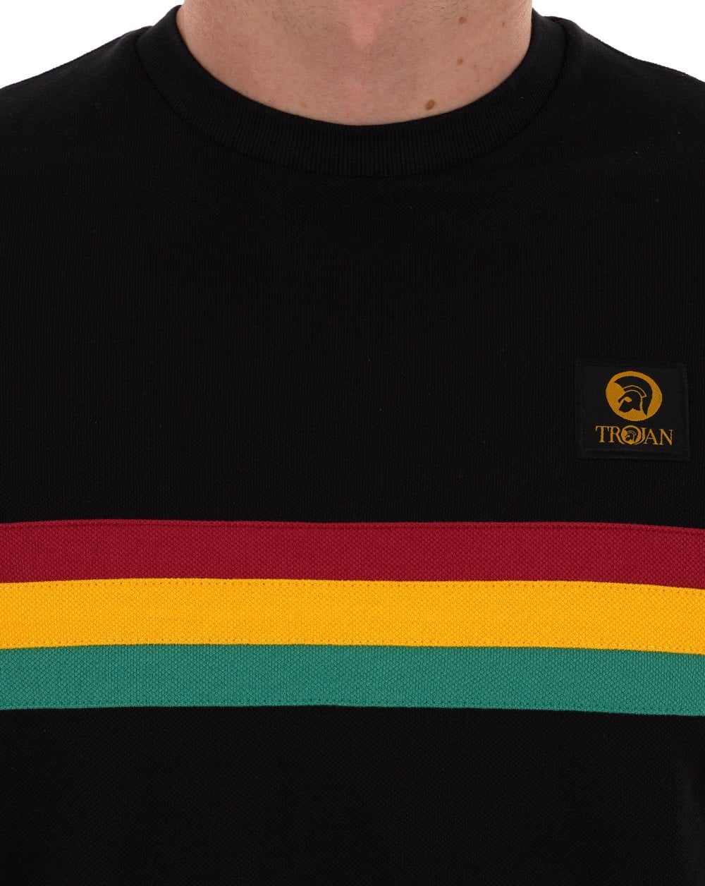Trojan Retro Stripe Pique T-shirt Black