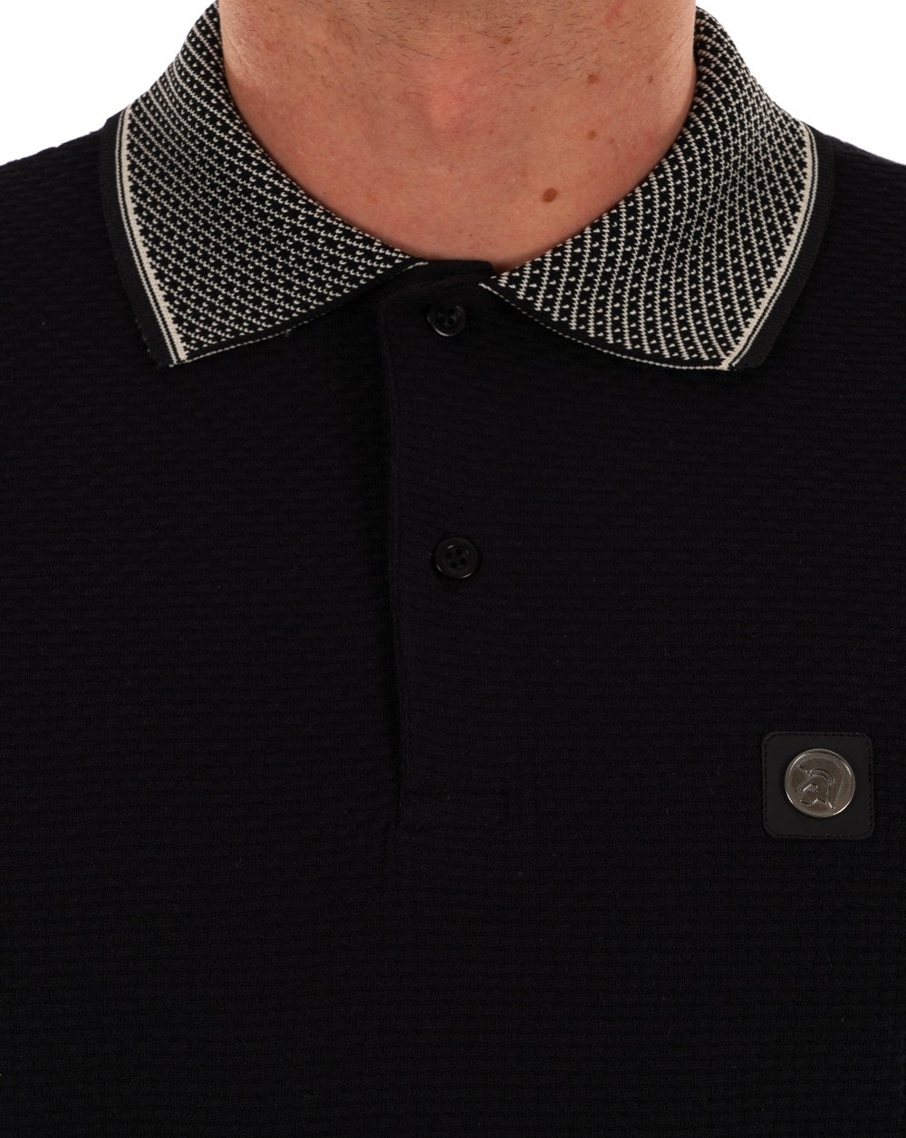 Trojan Jacquard Collar Polo Black
