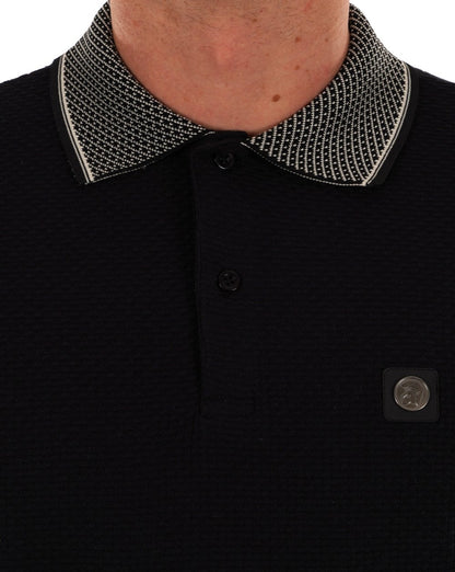 Trojan Jacquard Collar Polo Black