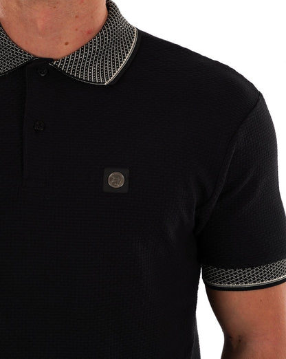 Trojan Jacquard Collar Polo Black