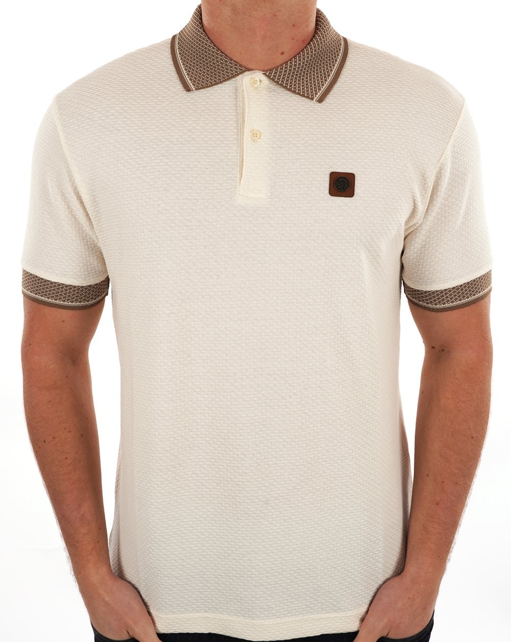 Trojan Jacquard Collar Polo Ecru