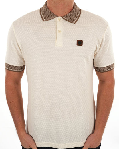 Trojan Jacquard Collar Polo Ecru
