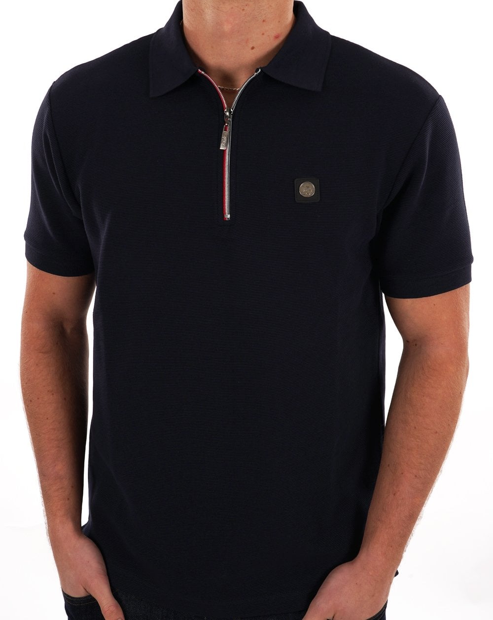Trojan Ottoman Chrome Zip Polo Navy