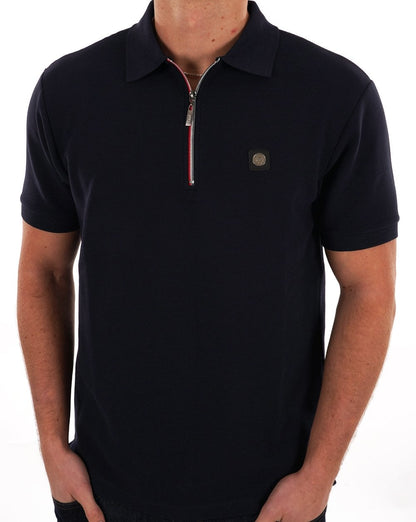 Trojan Ottoman Chrome Zip Polo Navy
