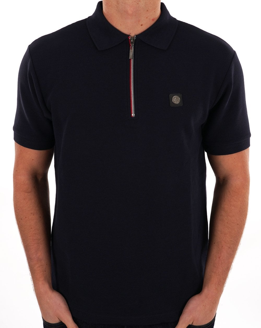 Trojan Ottoman Chrome Zip Polo Navy