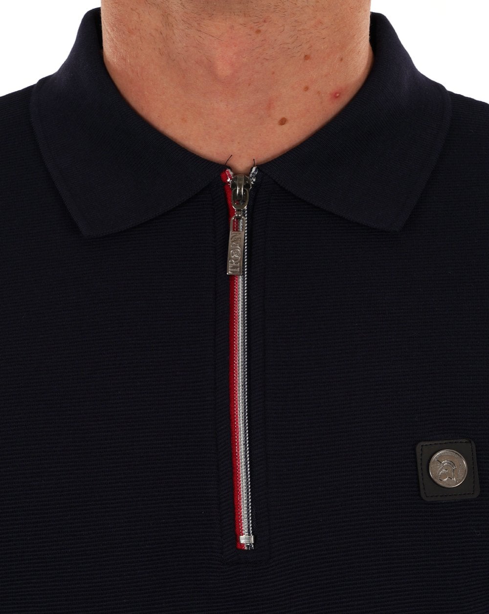 Trojan Ottoman Chrome Zip Polo Navy