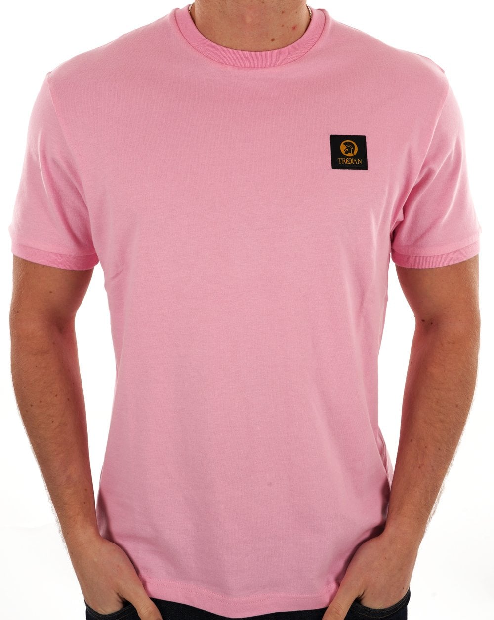 Trojan Badged Plain T-shirt Pink