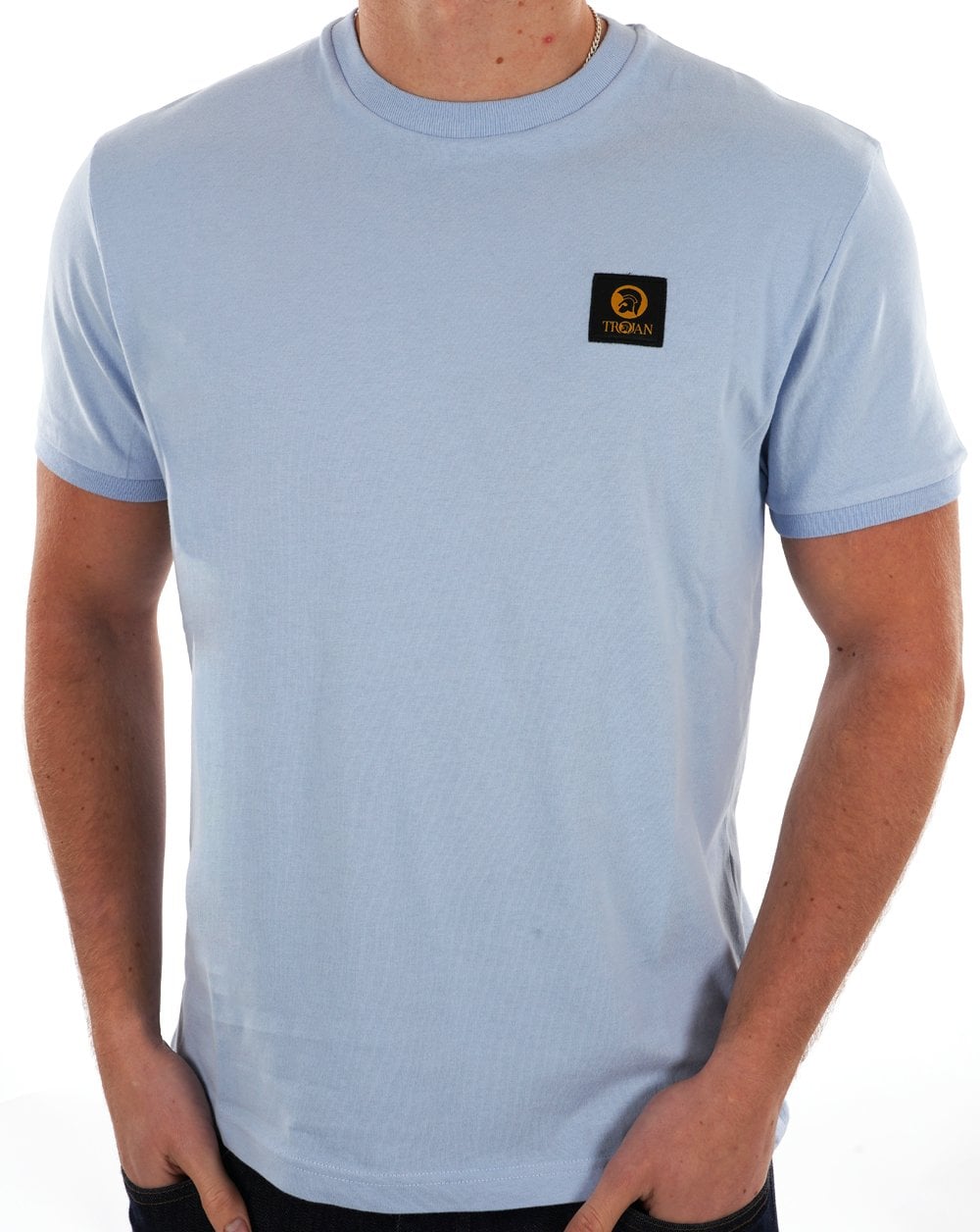 Trojan Badged Plain T-shirt Powder Blue