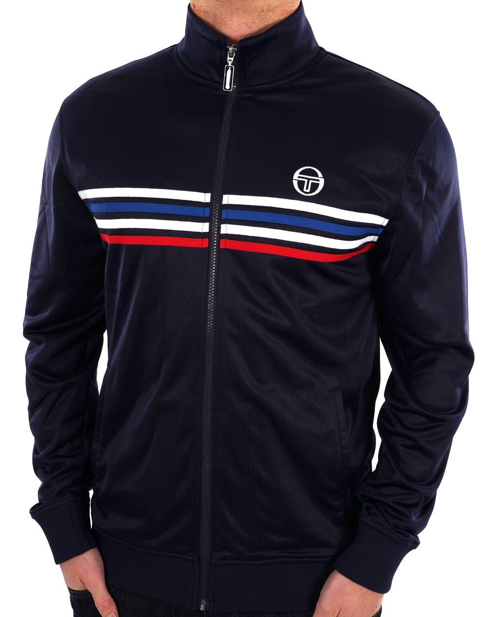 Sergio Tacchini Multi Stripe Track Top Navy Blue