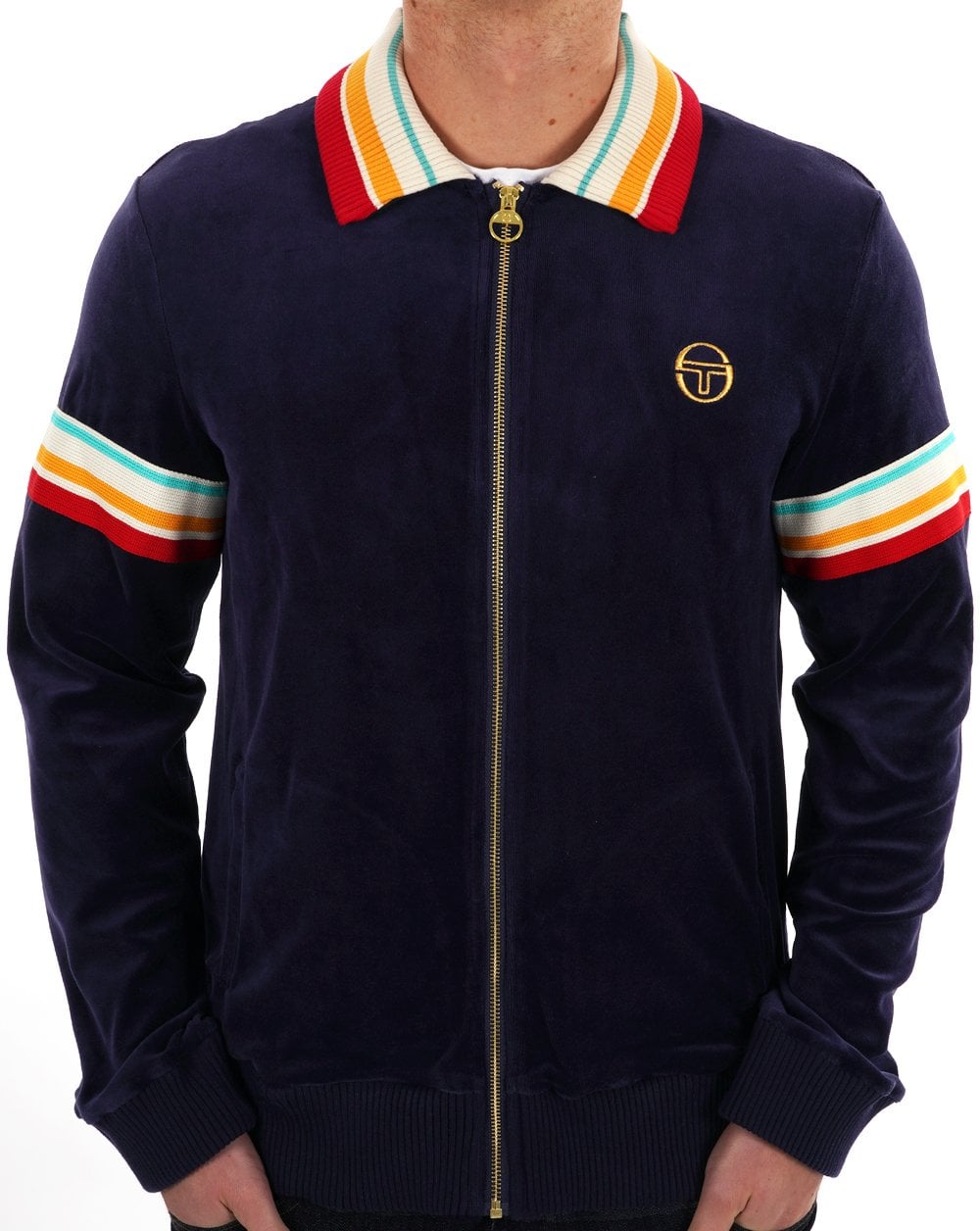 Sergio Tacchini slice Velour Track Top Navy