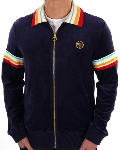Sergio Tacchini slice Velour Track Top Navy