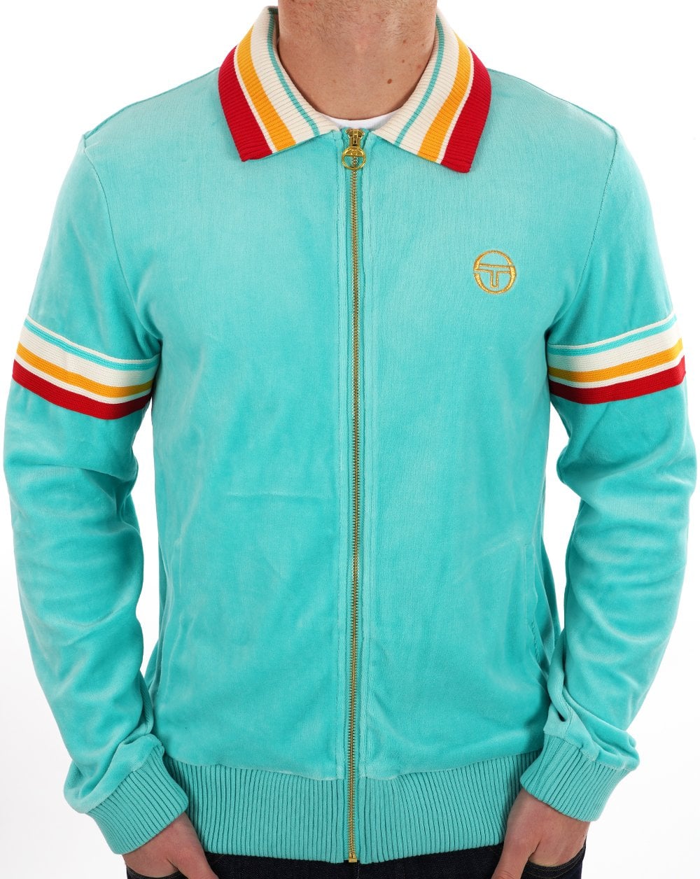 Sergio Tacchini Slice Velour Track Top Pool Blue