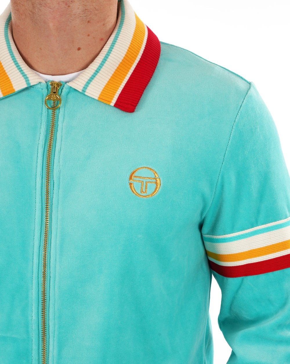 Sergio Tacchini Slice Velour Track Top Pool Blue