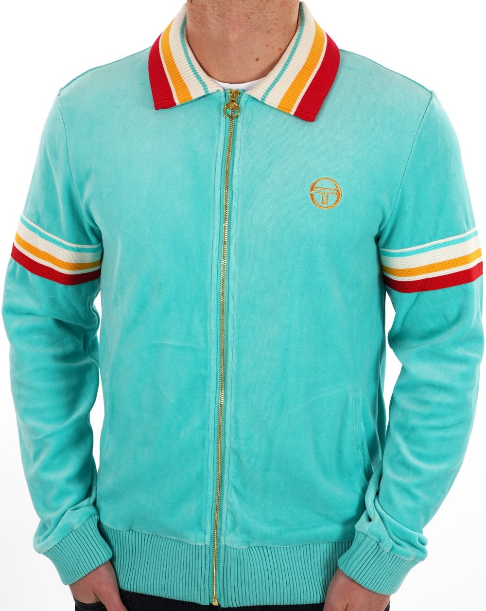 Sergio Tacchini Slice Velour Track Top Pool Blue