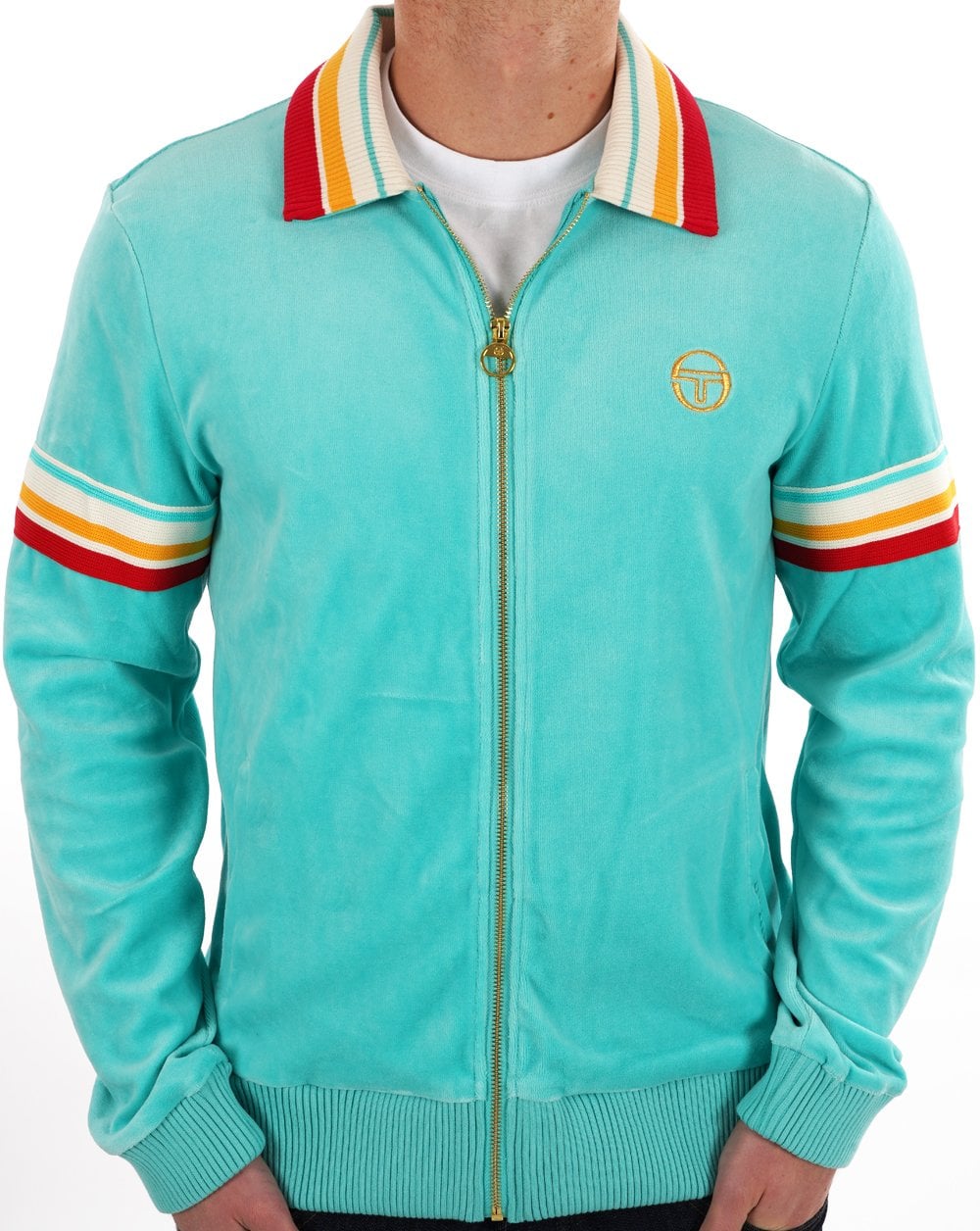 Sergio Tacchini Slice Velour Track Top Pool Blue