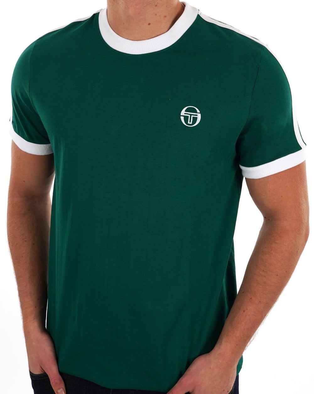 Sergio Tacchini Retro T Shirt Green/White