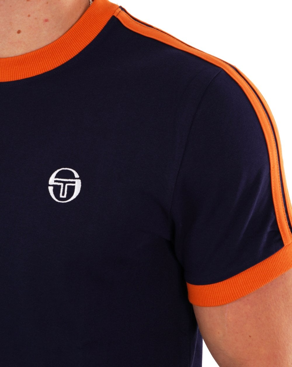 Sergio Tacchini Retro T Shirt Navy Orange