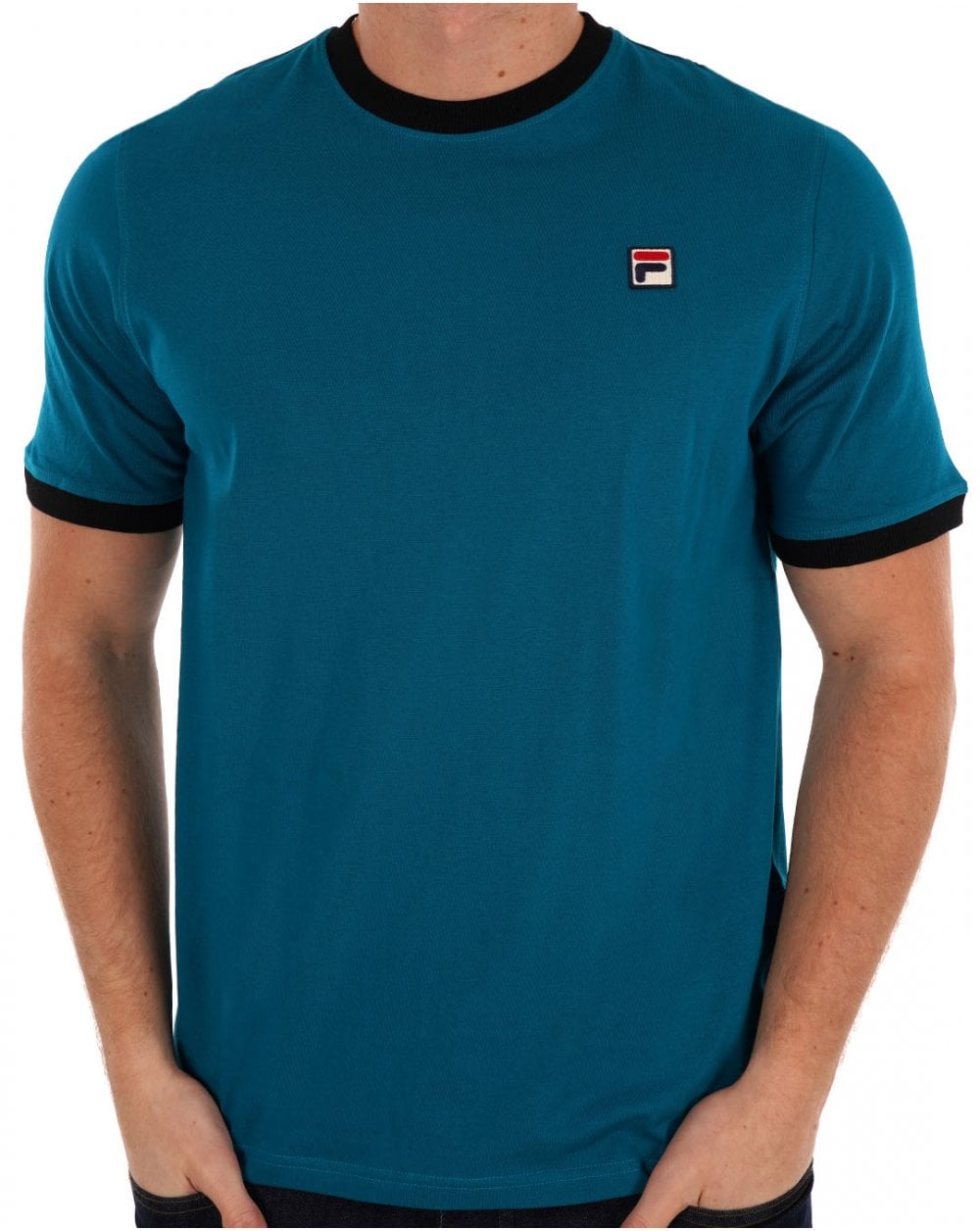Fila Vintage Ringer T Shirt Lagoon Black